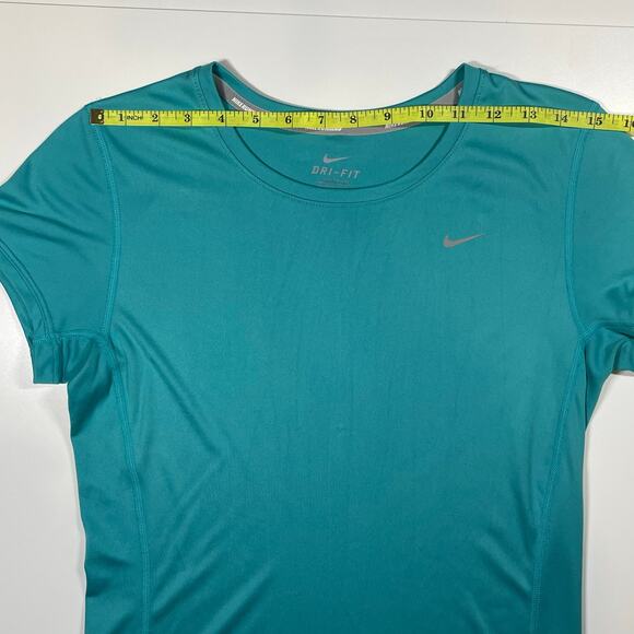 Nike Dri-Fit Womens Running Tee Teal Recycled Polyester Short Sleeve Top Size Sm - Picture 3 of 8